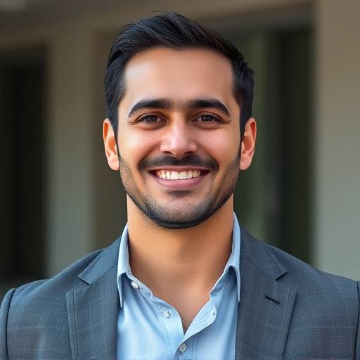 Foto de Marcos Ferreira, posando com um sorriso confiante, vestindo camisa e blazer.